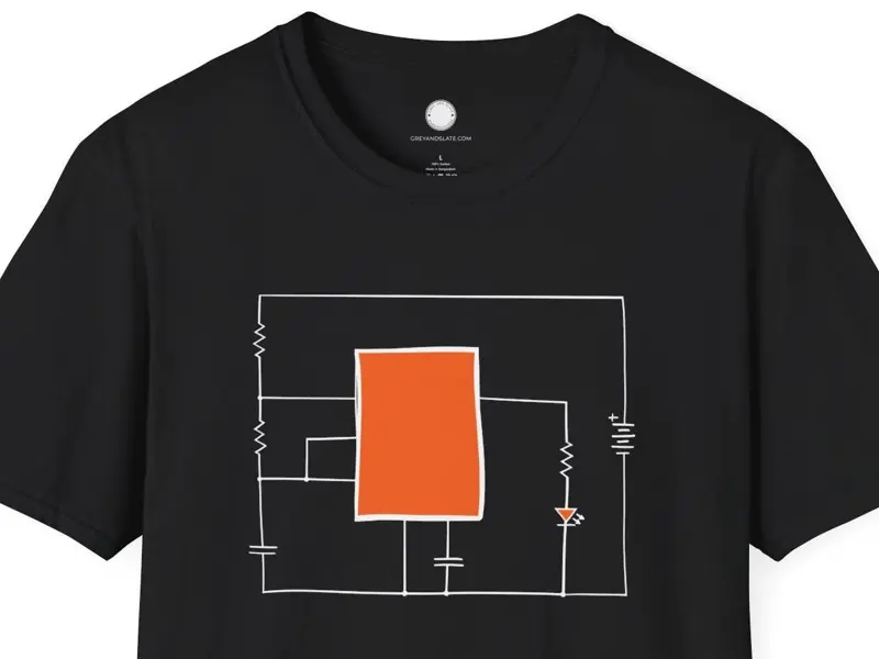 Hand Drawn 555 Timer Schematic Electronics Tee | Electrical Engineer Hardware Ha