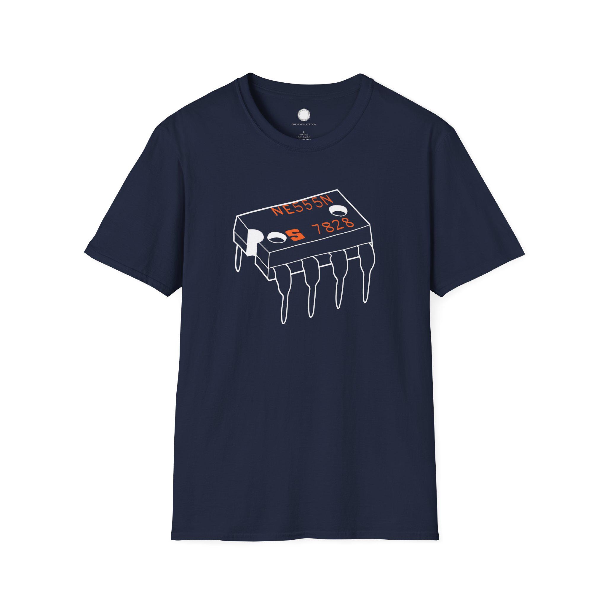 The Timeless 555 Timer Chip Tee | Hand-Drawn Vintage Electronics IC Sketch T-Shi