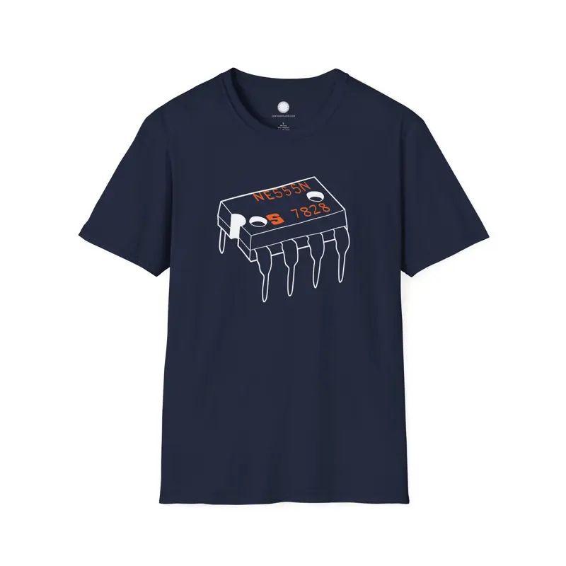 The Timeless 555 Timer Chip Tee | Hand-Drawn Vintage Electronics IC Sketch T-Shi