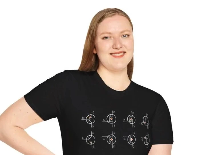 Minimalist Transistor Symbols Shirt Hand-Drawn - BJT MOSFET JFET