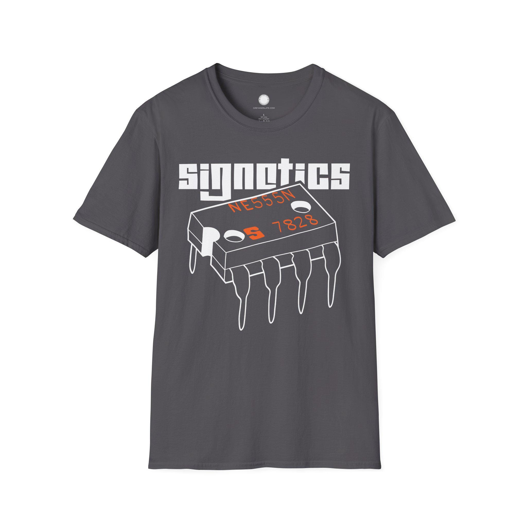 Vintage Signetics 555 Timer T-Shirt | Hand-Drawn Electronics Engineer Gift | Cla