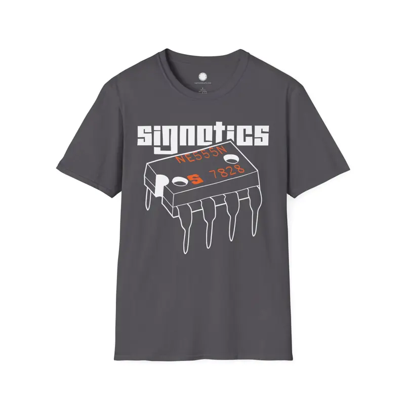 Vintage Signetics 555 Timer T-Shirt | Hand-Drawn Electronics Engineer Gift | Cla