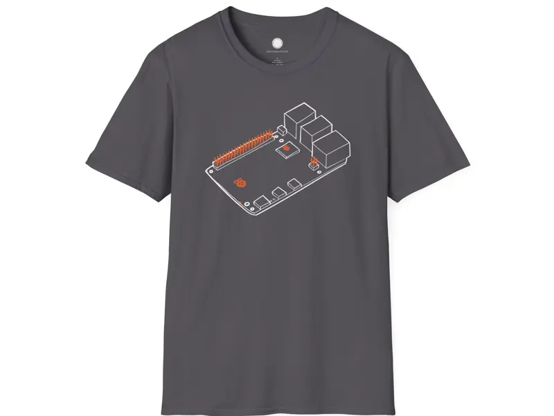 Raspberry Pi 5 T-Shirt, Hand-Drawn