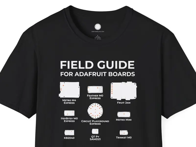Adafruit Circuit Board Field Guide T-Shirt | Hand-Drawn ID Silhouette | Arduino 