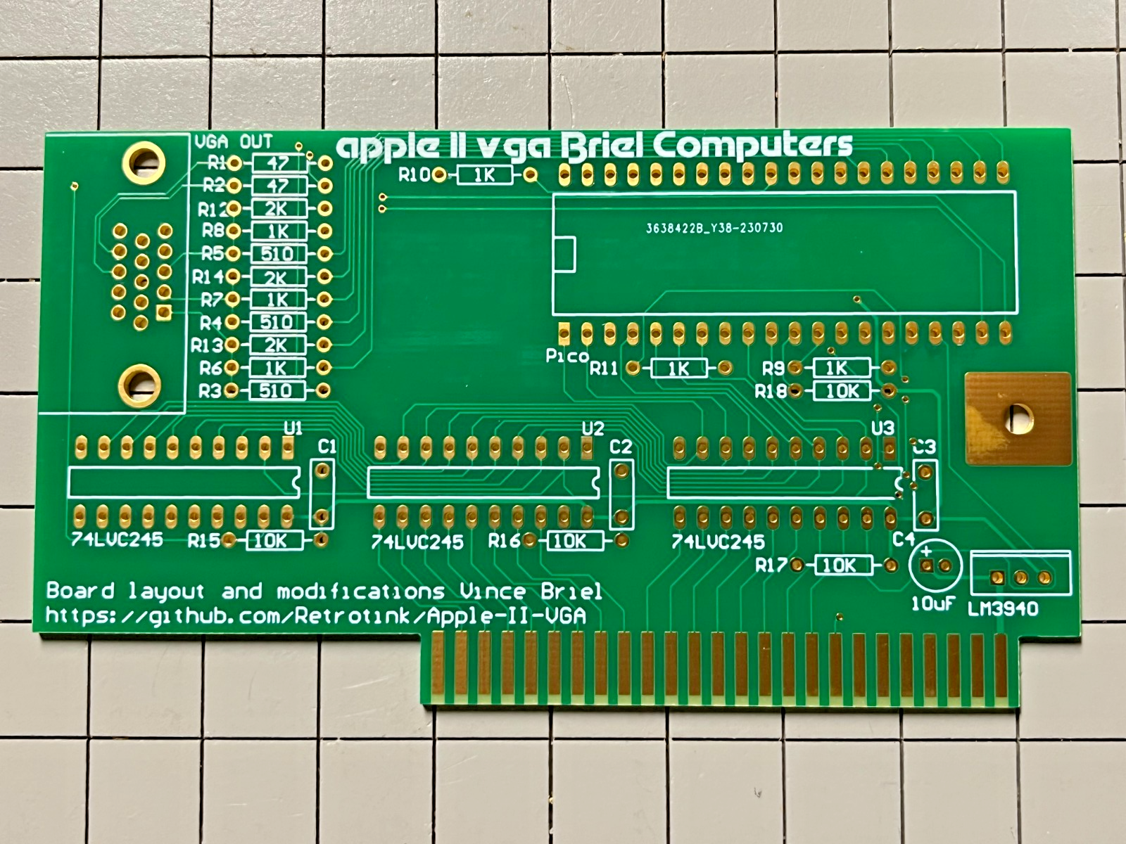 APPLE II, II+, IIe VGA Graphics Card, Blank PCB only