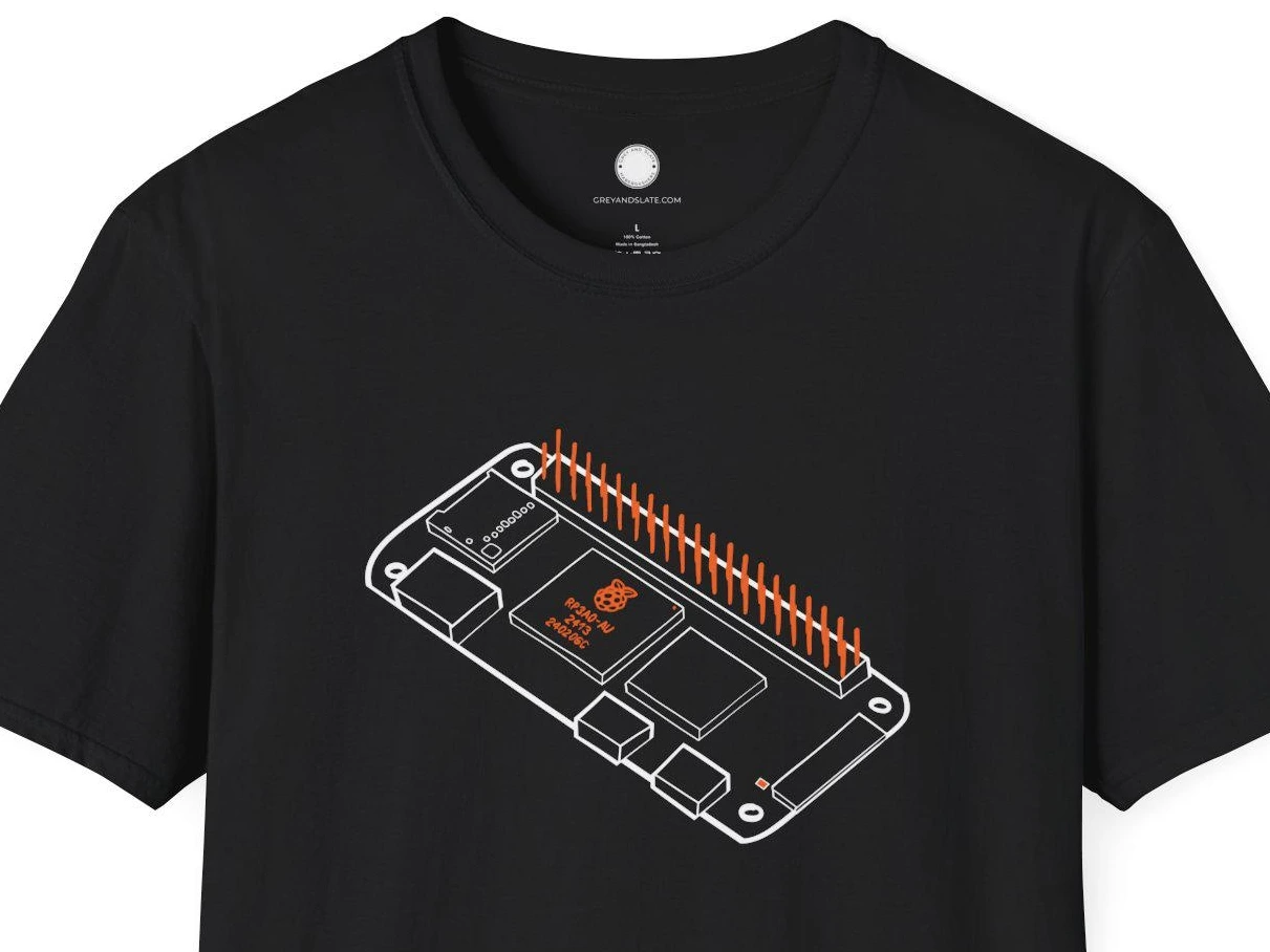 Hand-drawn Raspberry Pi Zero 2W T-Shirt | Tiny Linux Powerhouse Maker Tee | Elec