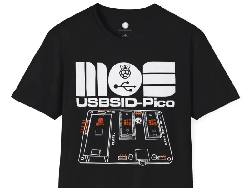 USBSID-Pico SID Chip USB Interface Board Shirt Hand-Drawn