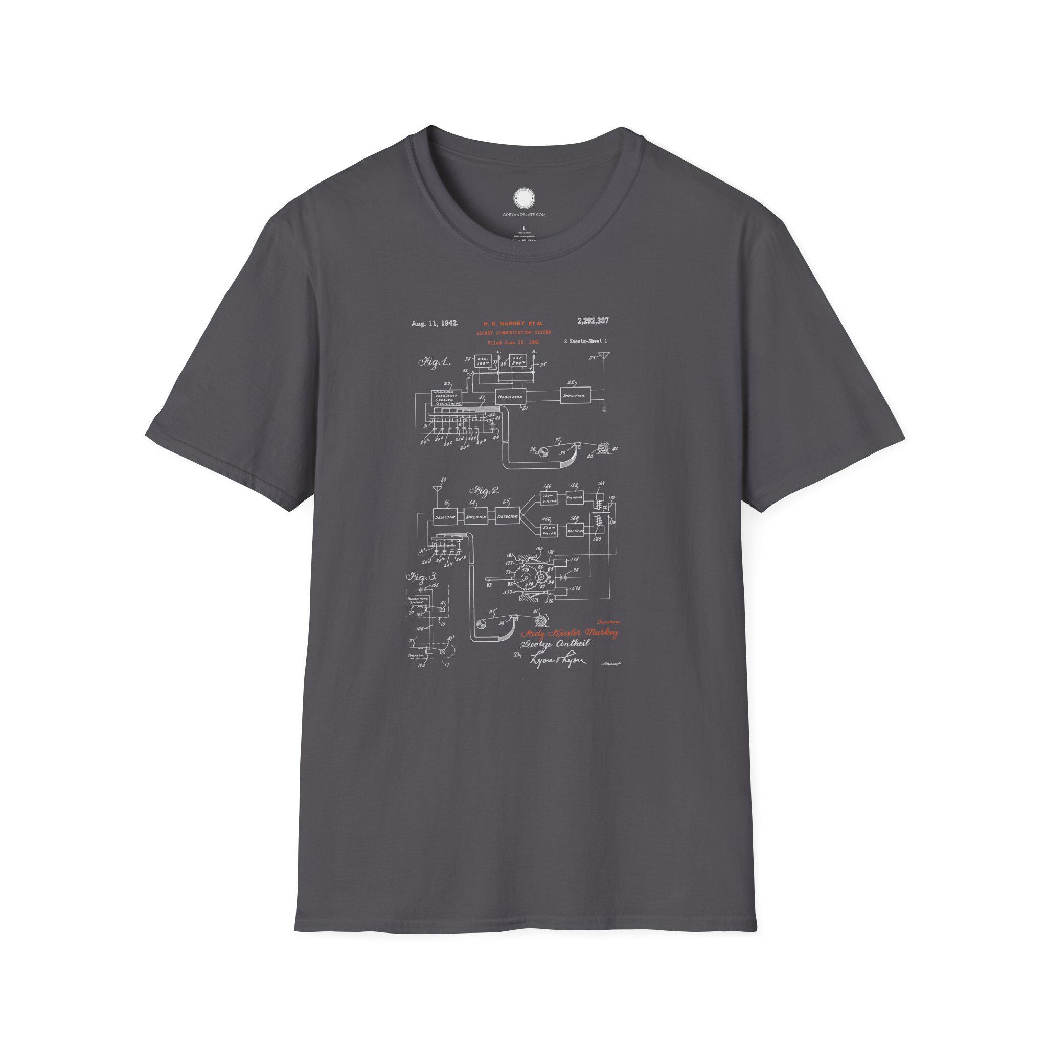 Hedy Lamarr Patent Shirt | Frequency Hopping Spread Spectrum 1942 | Hand-drawn T