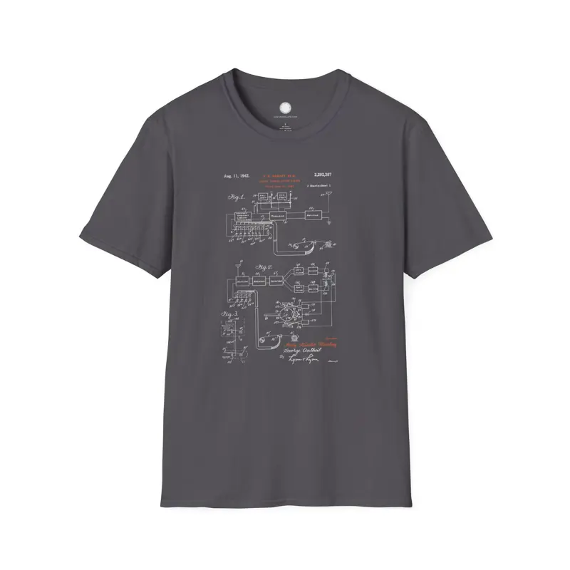 Hedy Lamarr Patent Shirt | Frequency Hopping Spread Spectrum 1942 | Hand-drawn T