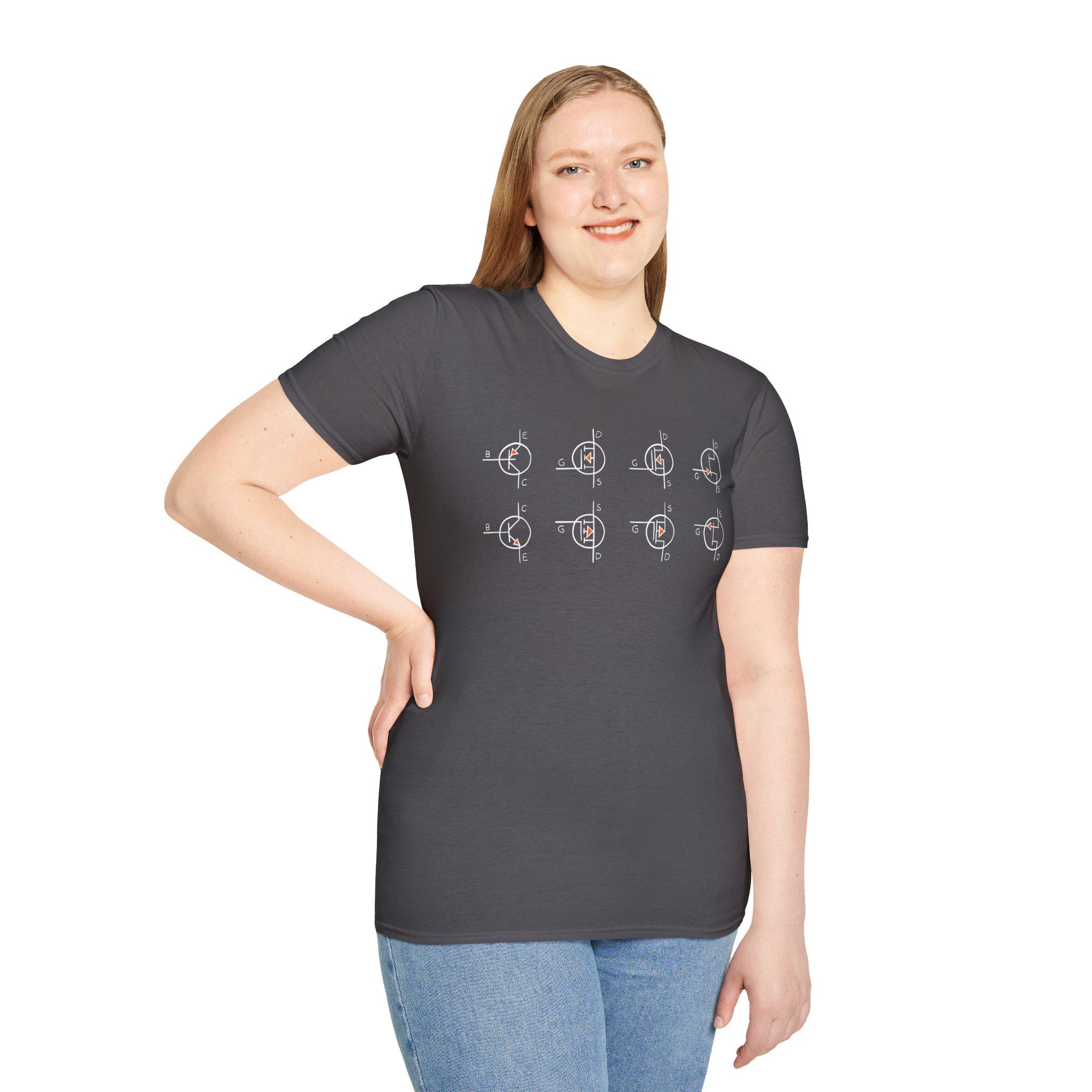 Minimalist Transistor Symbols T-Shirt Hand-Drawn | BJT MOSFET JFET | Electronics