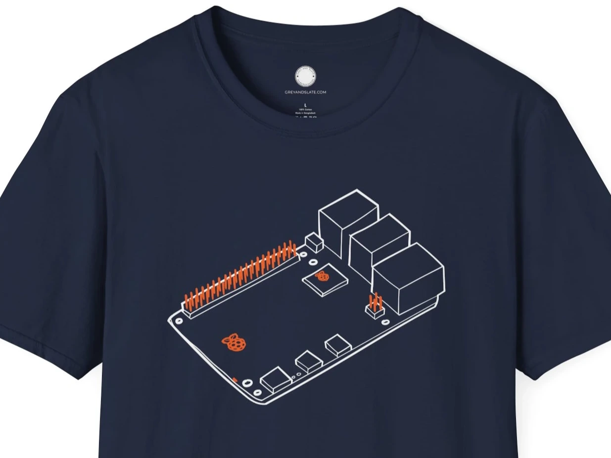 Raspberry Pi 5 T-Shirt, Hand-Drawn
