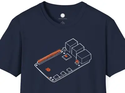 Raspberry Pi 5 T-Shirt, Hand-Drawn