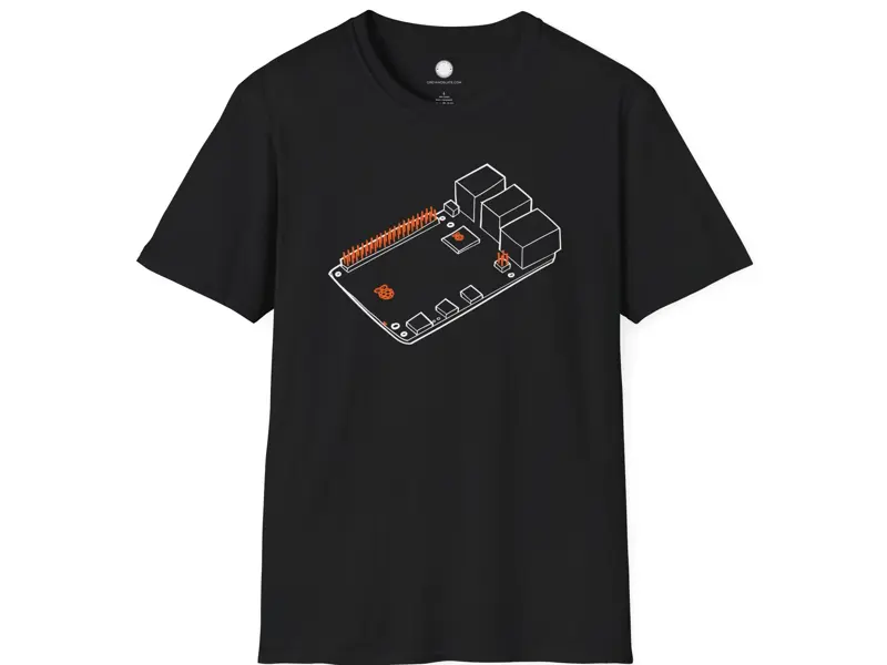 Raspberry Pi 5 T-Shirt, Hand-Drawn
