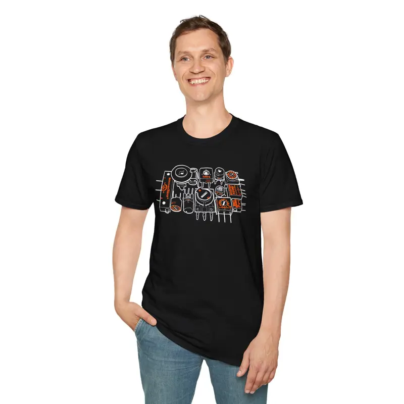 Vintage Potentiometer Collection Electronics Hand-Drawn T-Shirt | Bourne Compone