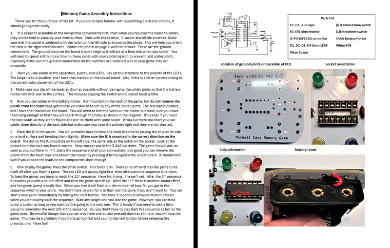 MEMORY GAME KIT (Simon)