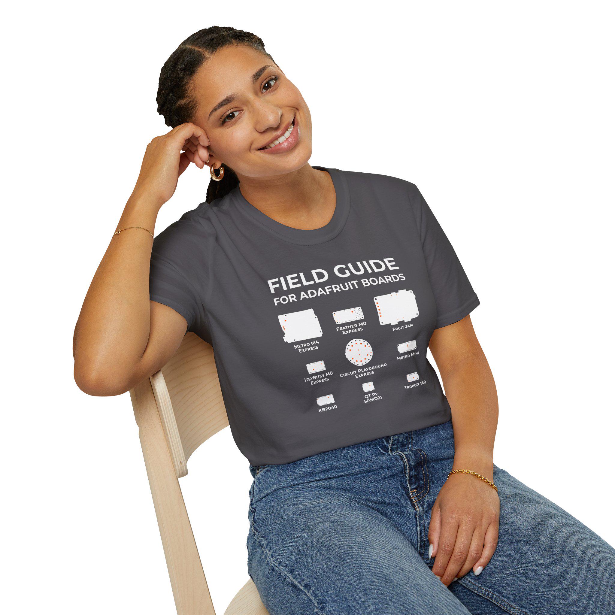 Adafruit Circuit Board Field Guide T-Shirt | Hand-Drawn ID Silhouette | Arduino 
