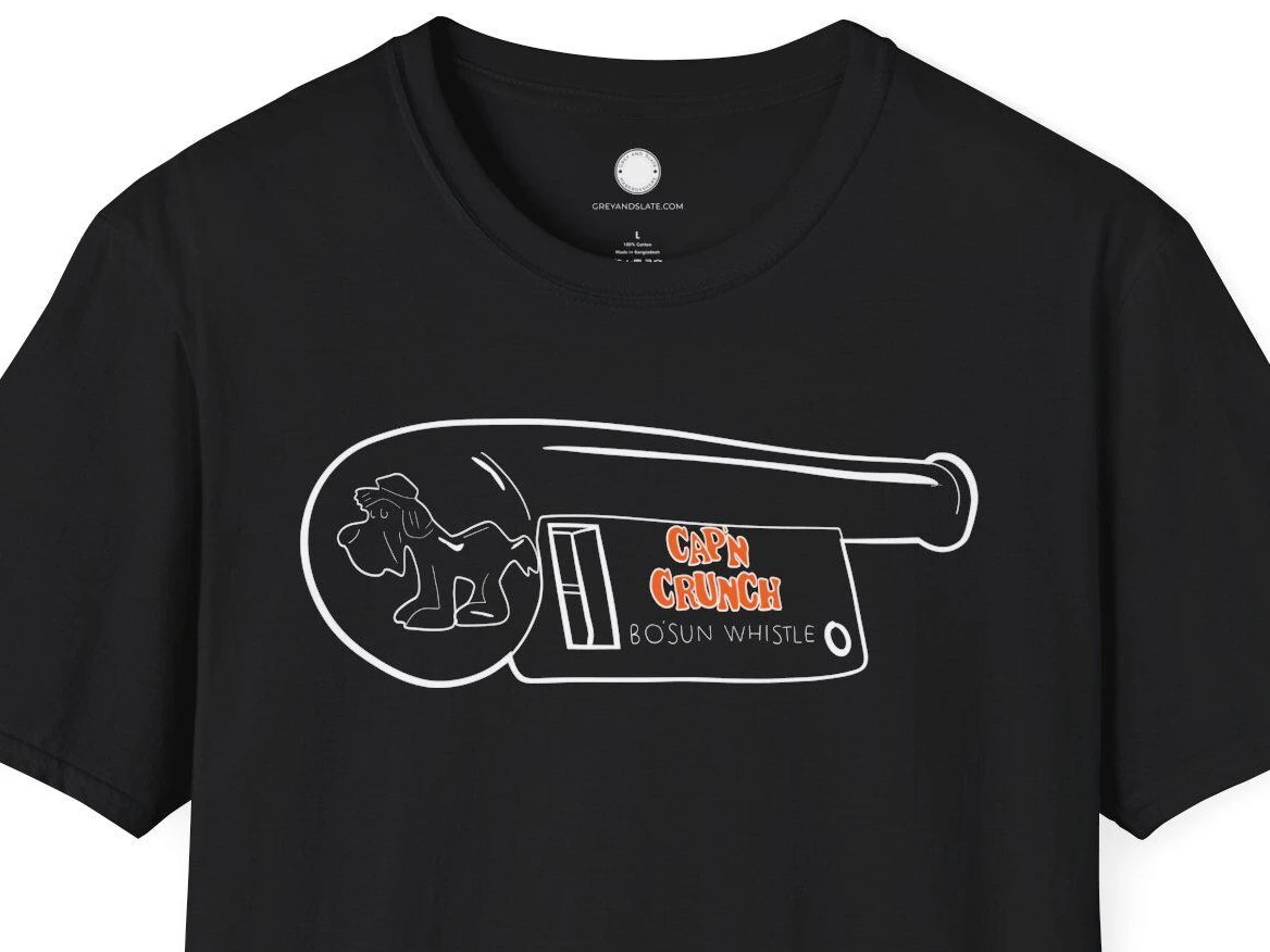 Cap'n Crunch Whistle T-Shirt Hand-Drawn | Phone Phreaking History | 2600 Hz Hack
