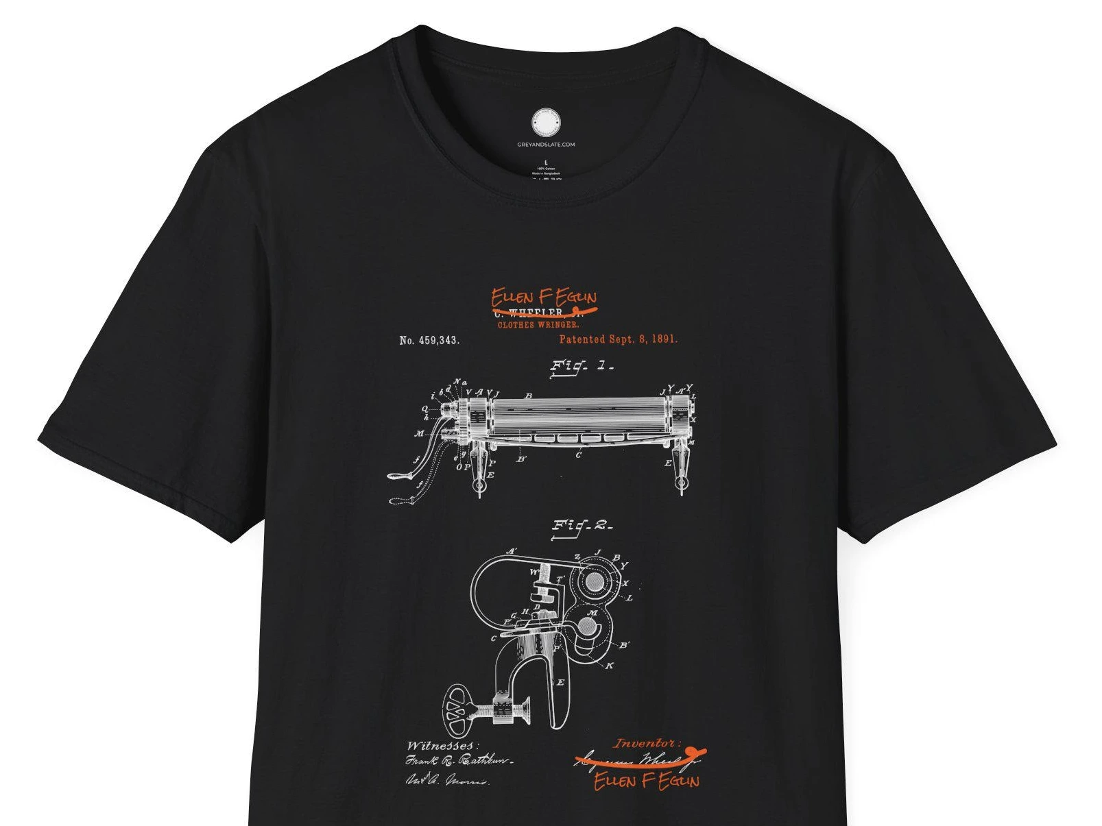 Ellen F Eglin Clothes Wringer Patent T-Shirt | Black Woman Inventor Gift | Women