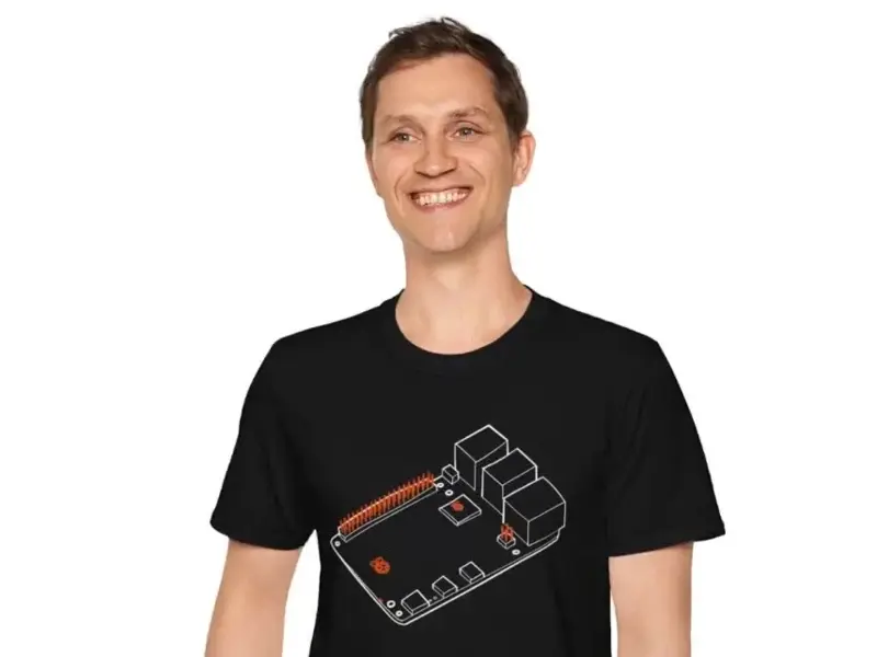 Raspberry Pi 5 T-Shirt, Hand-Drawn
