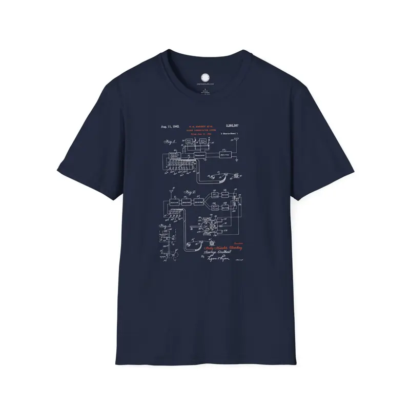 Hedy Lamarr Patent Shirt | Frequency Hopping Spread Spectrum 1942 | Hand-drawn T