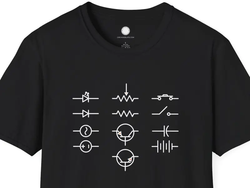 Electronics Symbols Tee | Circuit Components Engineer Humor T-Shirt | Hardware H