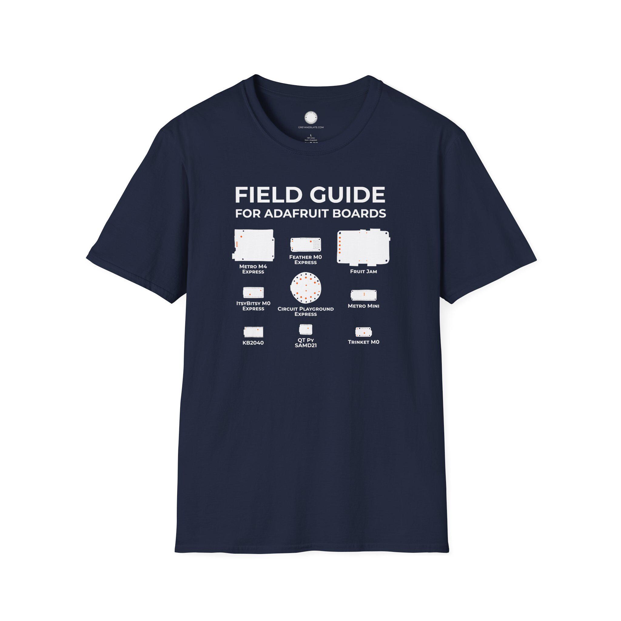 Adafruit Circuit Board Field Guide T-Shirt | Hand-Drawn ID Silhouette | Arduino 