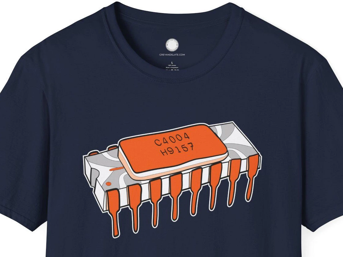 Intel 4004 Microprocessor Chip T-Shirt | First CPU Computer History Vintage Elec