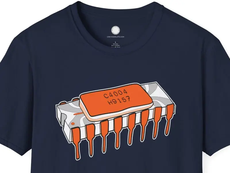 Intel 4004 Microprocessor Chip T-Shirt | First CPU Computer History Vintage Elec