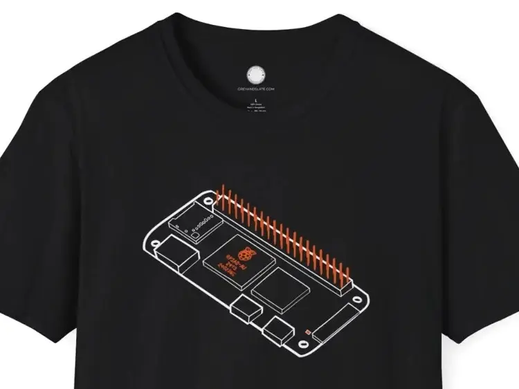 Hand-drawn Raspberry Pi Zero 2W Shirt