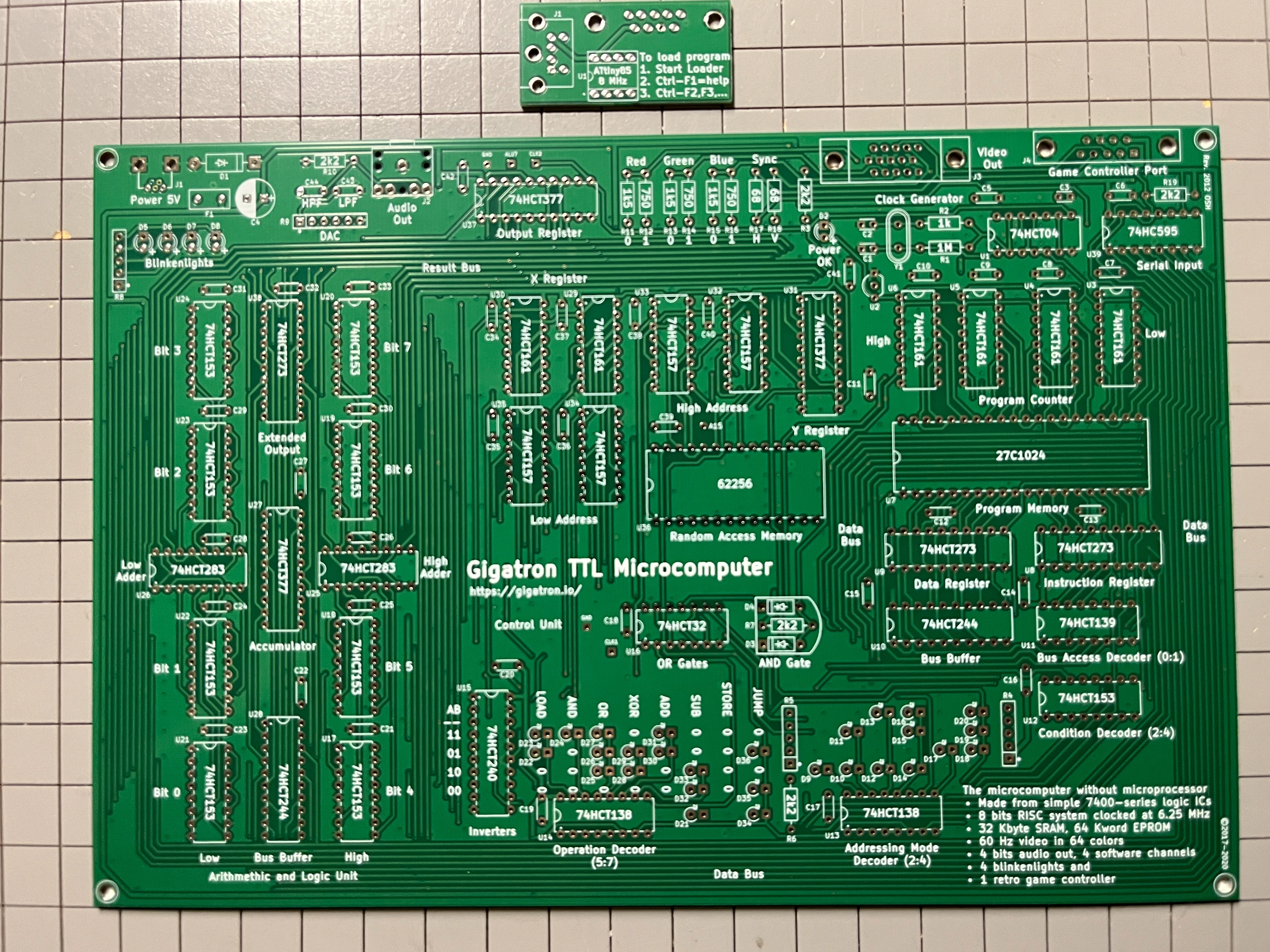 Gigatron TTL PCB (DIY single board 8-bit computer) with Pluggy McPlugface PCB