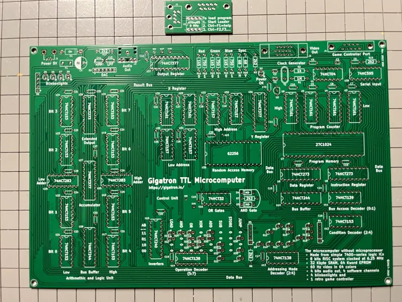 Gigatron TTL PCB (DIY single board 8-bit computer) with Pluggy McPlugface PCB