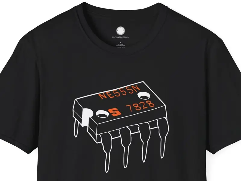 The Timeless 555 Timer Chip Tee | Hand-Drawn Vintage Electronics IC Sketch T-Shi