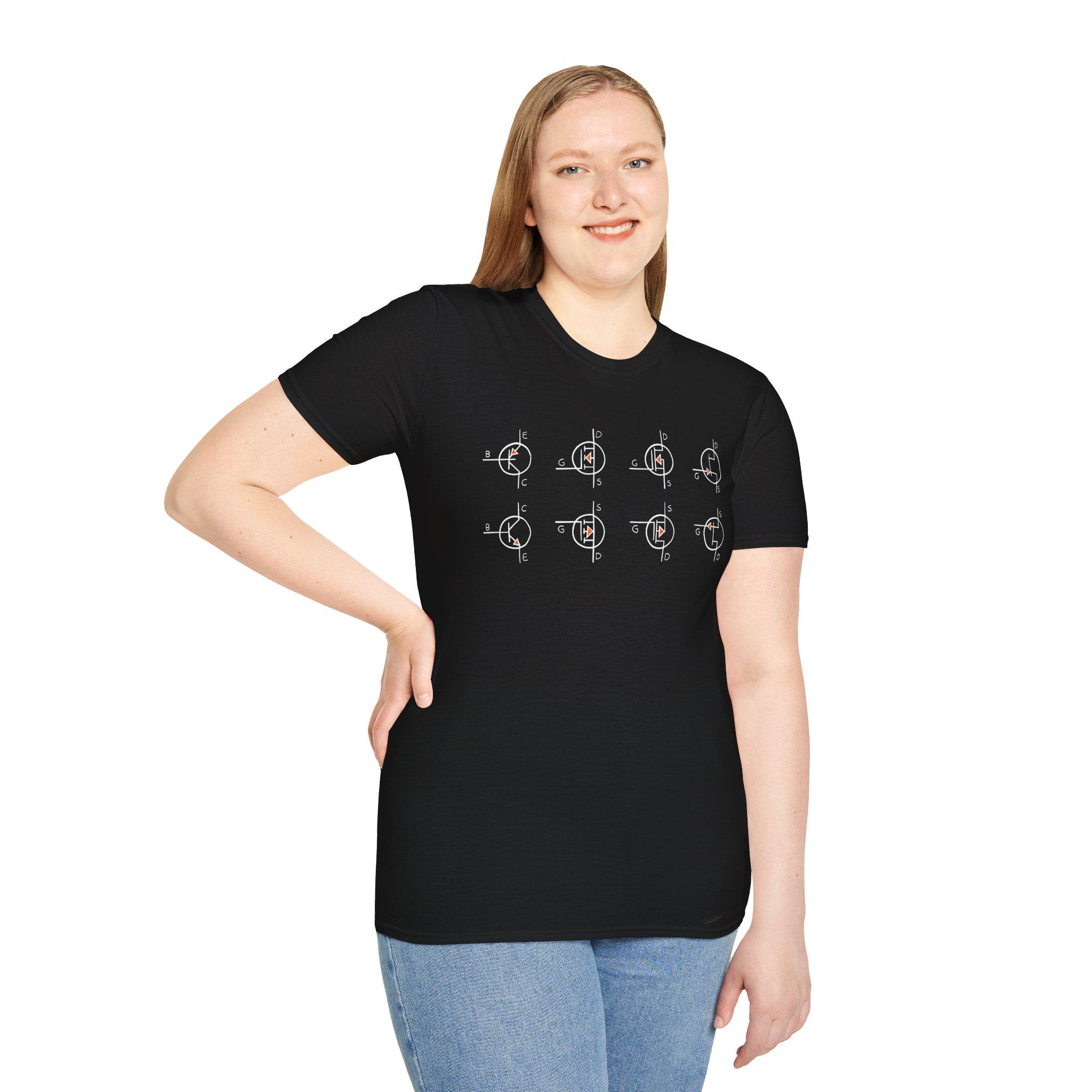 Minimalist Transistor Symbols T-Shirt Hand-Drawn | BJT MOSFET JFET | Electronics