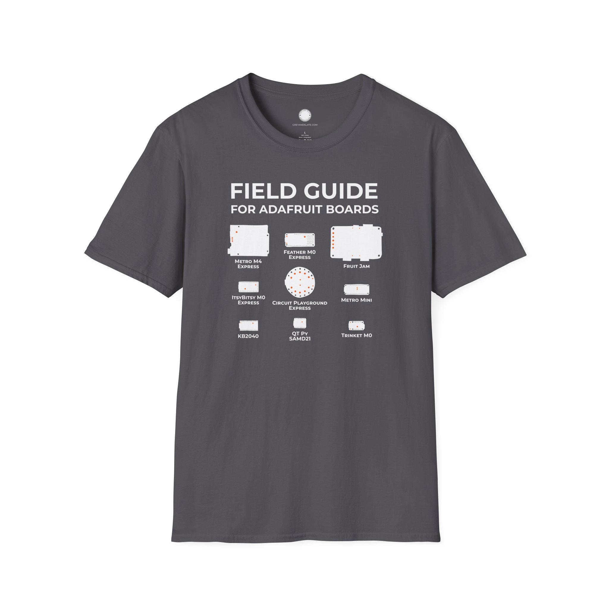 Adafruit Circuit Board Field Guide T-Shirt | Hand-Drawn ID Silhouette | Arduino 