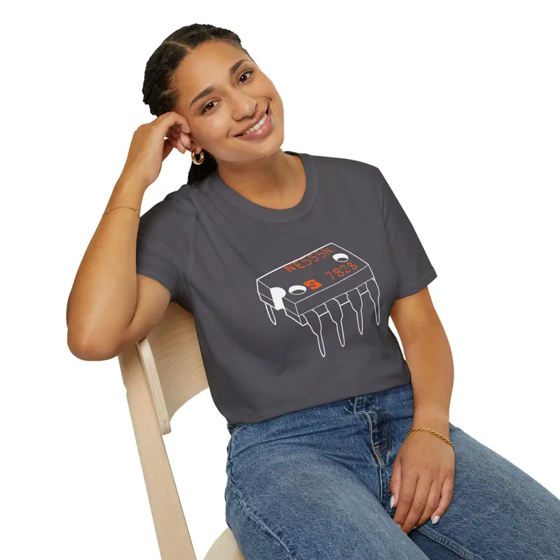 The Timeless 555 Timer Chip Tee | Hand-Drawn Vintage Electronics IC Sketch T-Shi