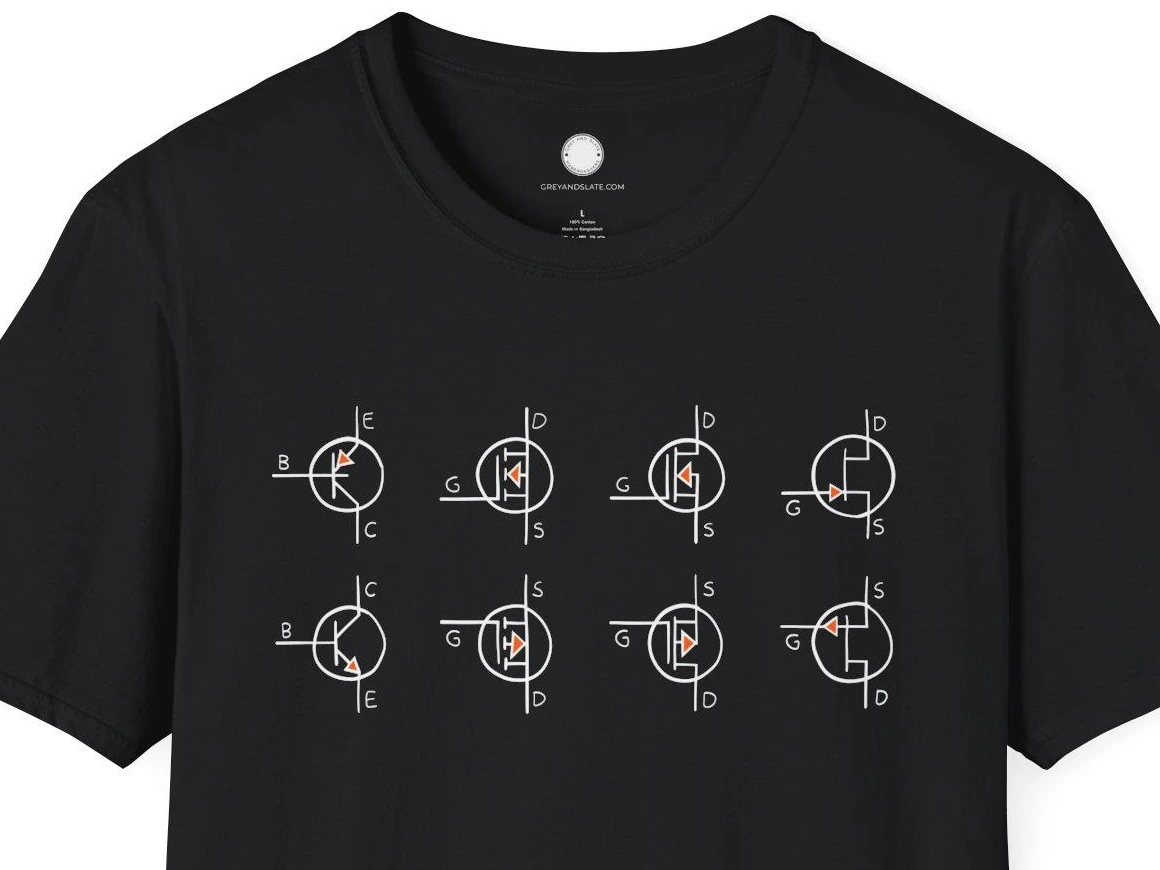 Minimalist Transistor Symbols T-Shirt Hand-Drawn | BJT MOSFET JFET | Electronics