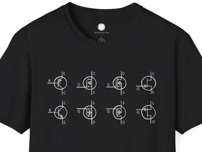 Minimalist Transistor Symbols Shirt Hand-Drawn - BJT MOSFET JFET