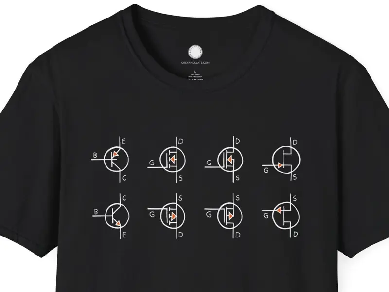 Minimalist Transistor Symbols T-Shirt Hand-Drawn | BJT MOSFET JFET | Electronics