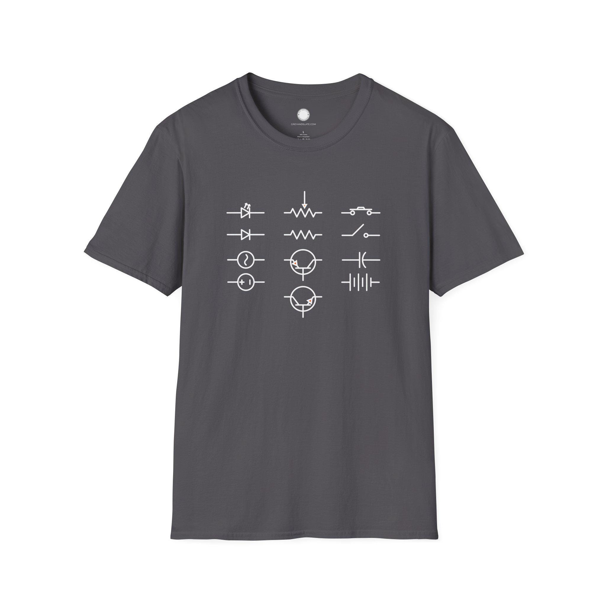 Electronics Symbols Tee | Circuit Components Engineer Humor T-Shirt | Hardware H