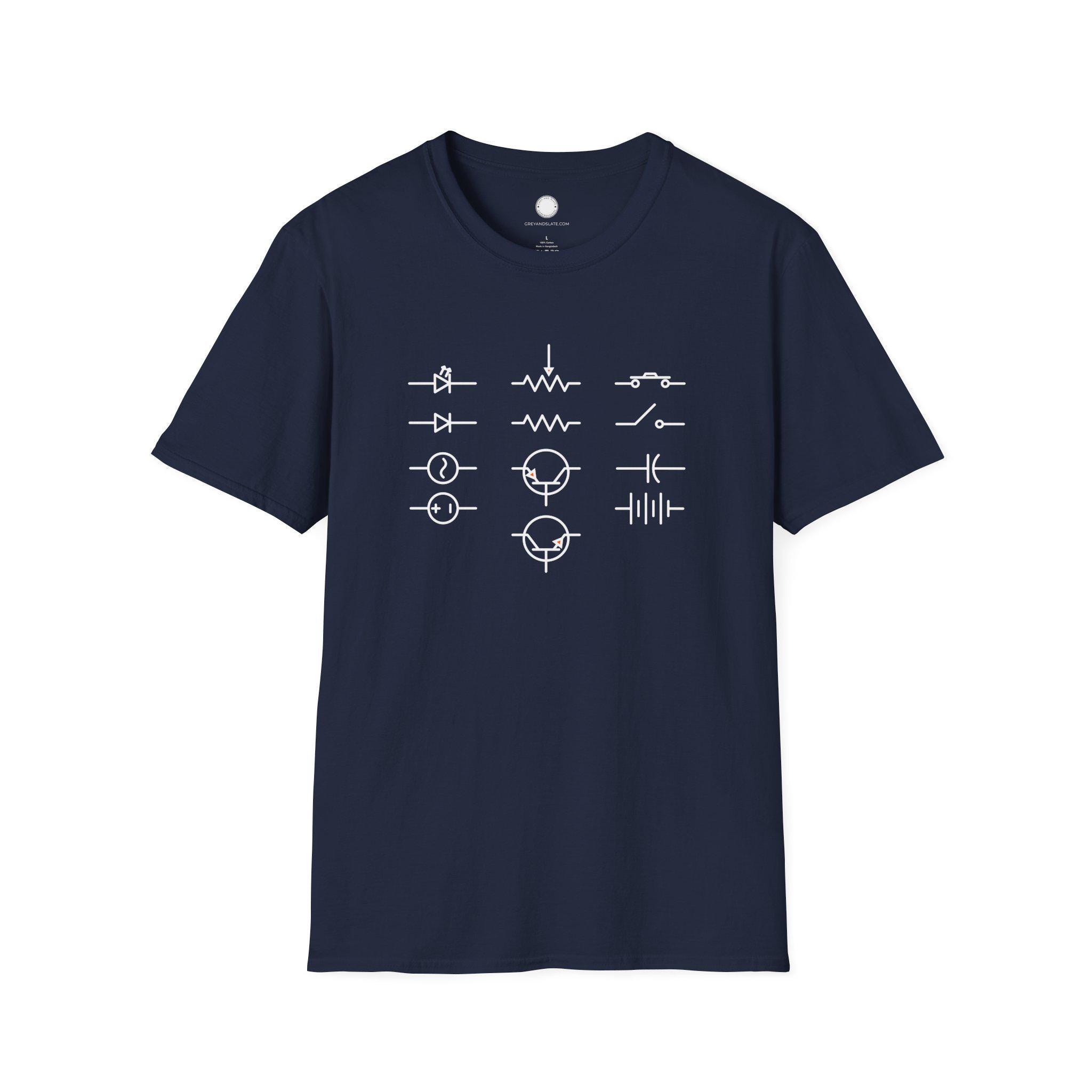 Electronics Symbols Tee | Circuit Components Engineer Humor T-Shirt | Hardware H