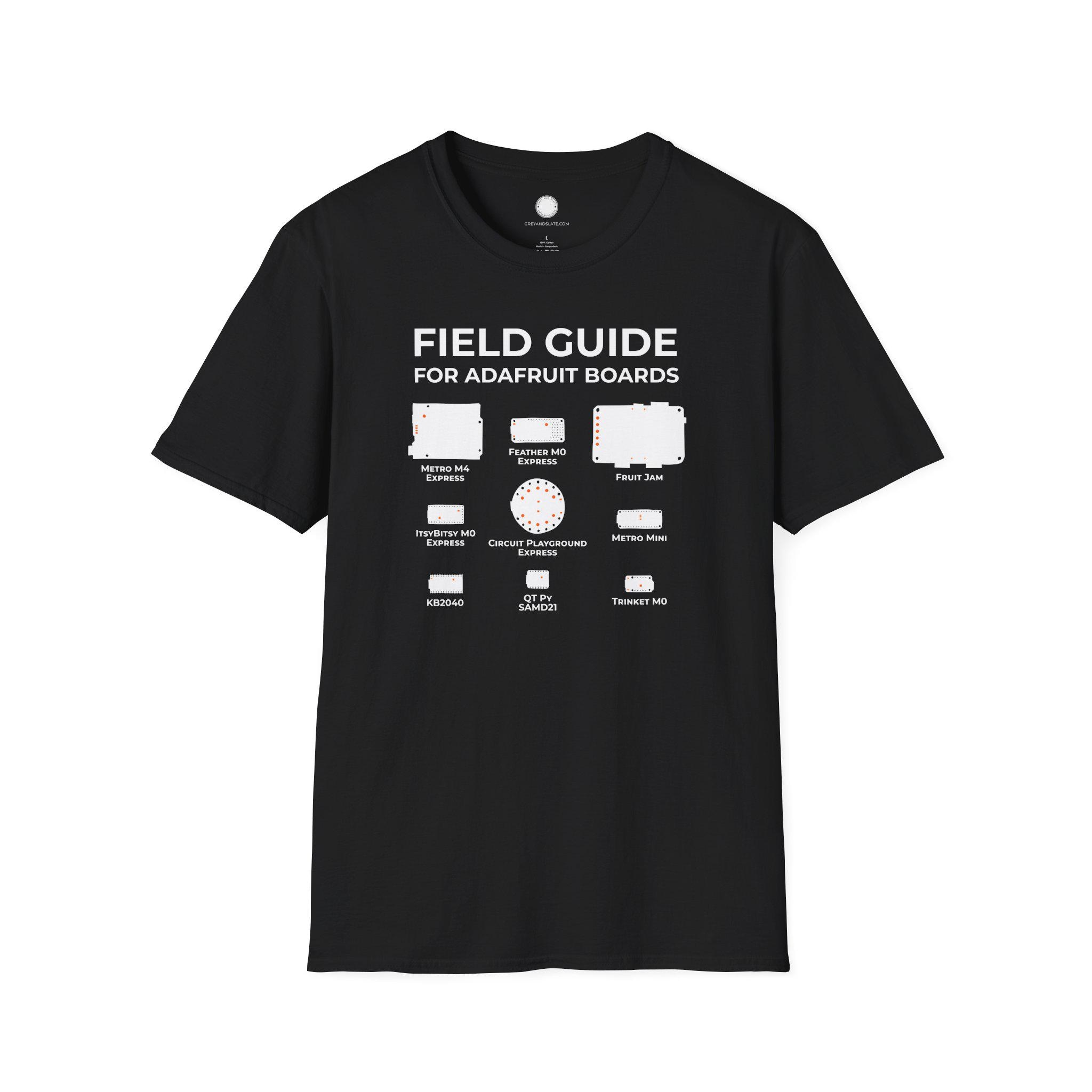 Adafruit Circuit Board Field Guide T-Shirt | Hand-Drawn ID Silhouette | Arduino 