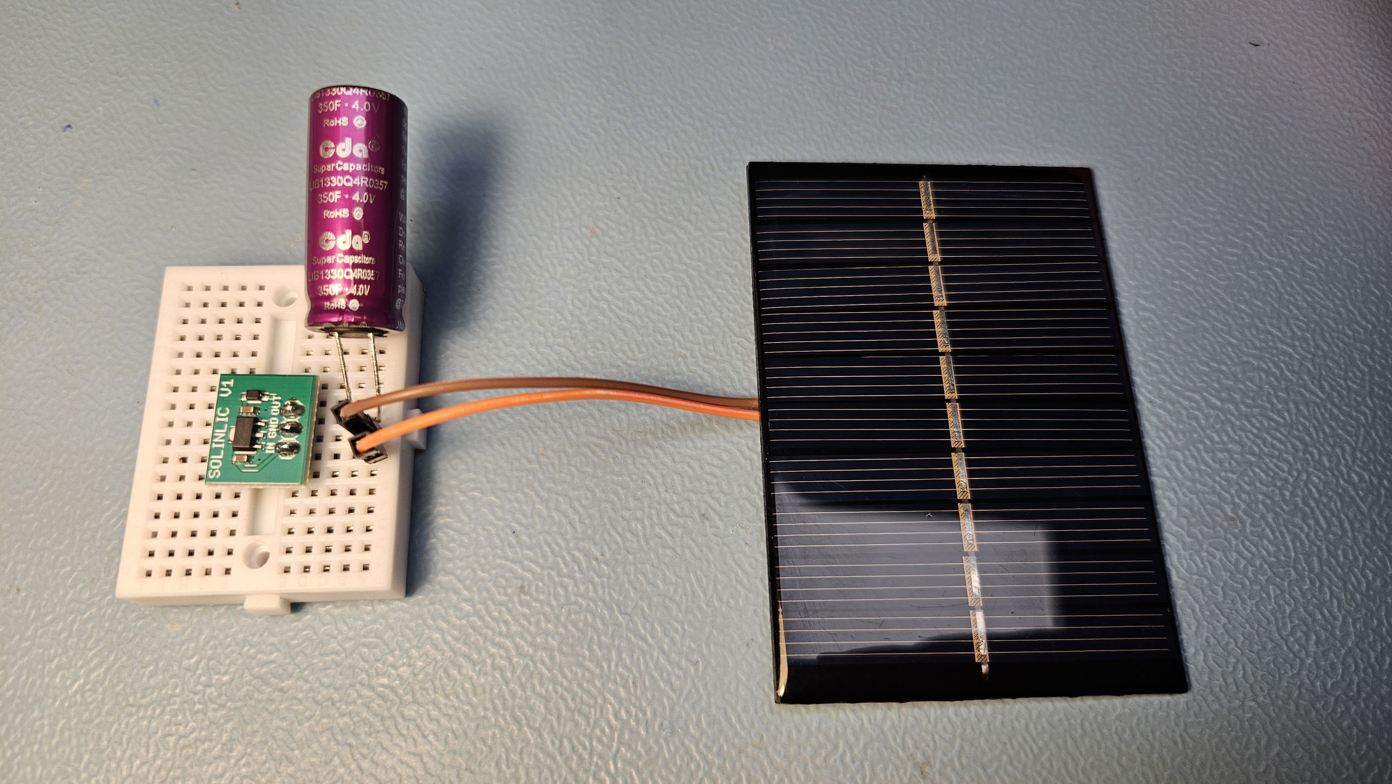 Solar linear lithium ion capacitor charger board
