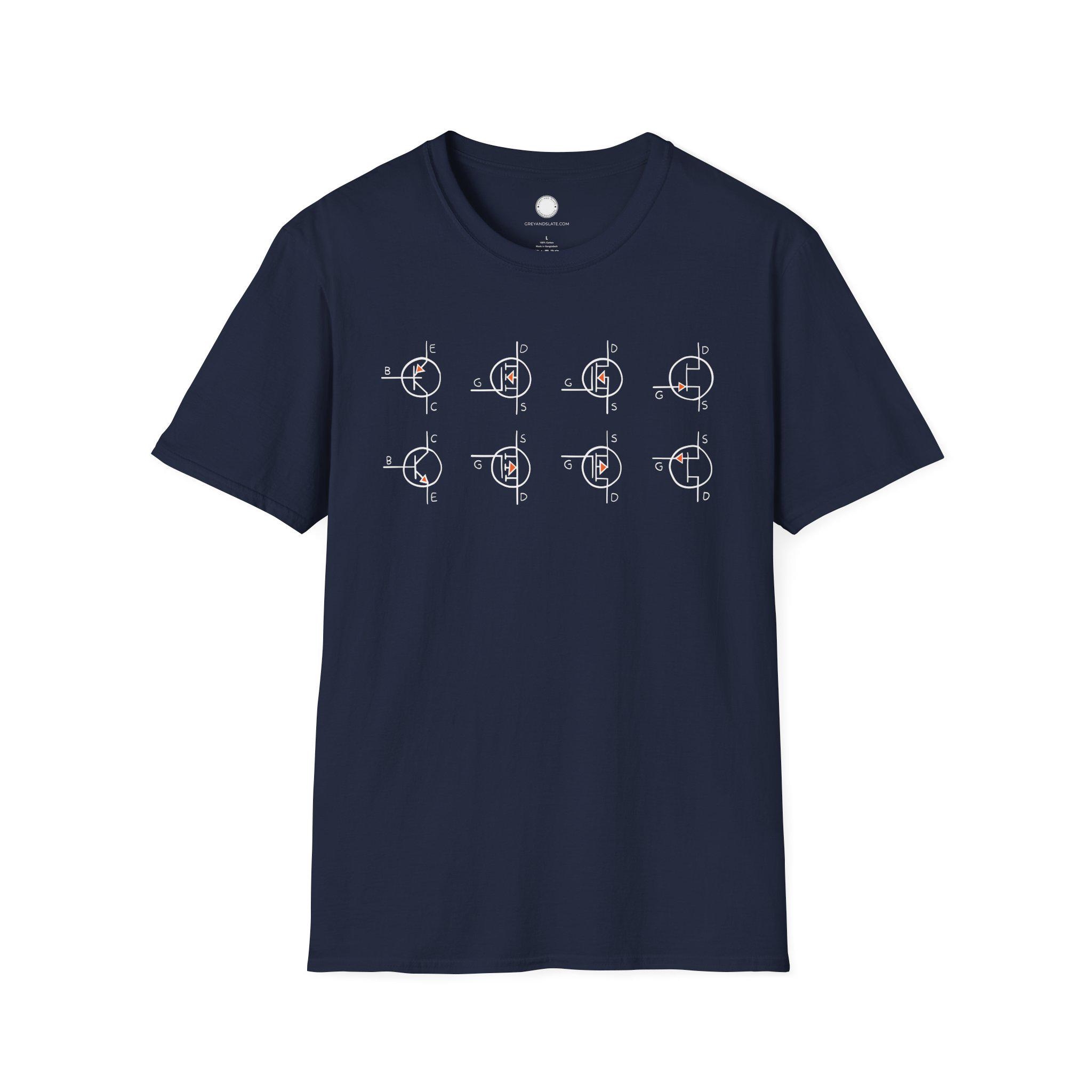 Minimalist Transistor Symbols T-Shirt Hand-Drawn | BJT MOSFET JFET | Electronics
